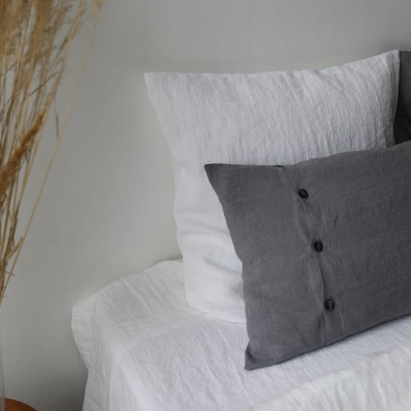 Dark Gray Natural Linen Envelope Button Closure 18 x 18 Pillow Cover – 1  Season At A Time