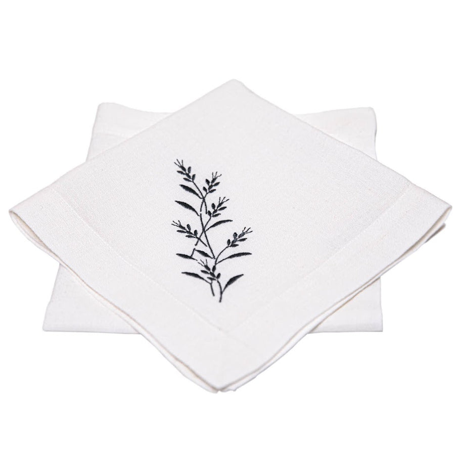 Linen Napkin Embroidered with a Beautiful Floral Design