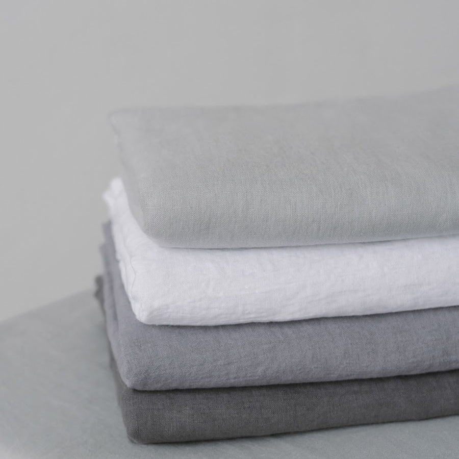 White, light grey, medium grey and dark grey linen Flat Sheets 
