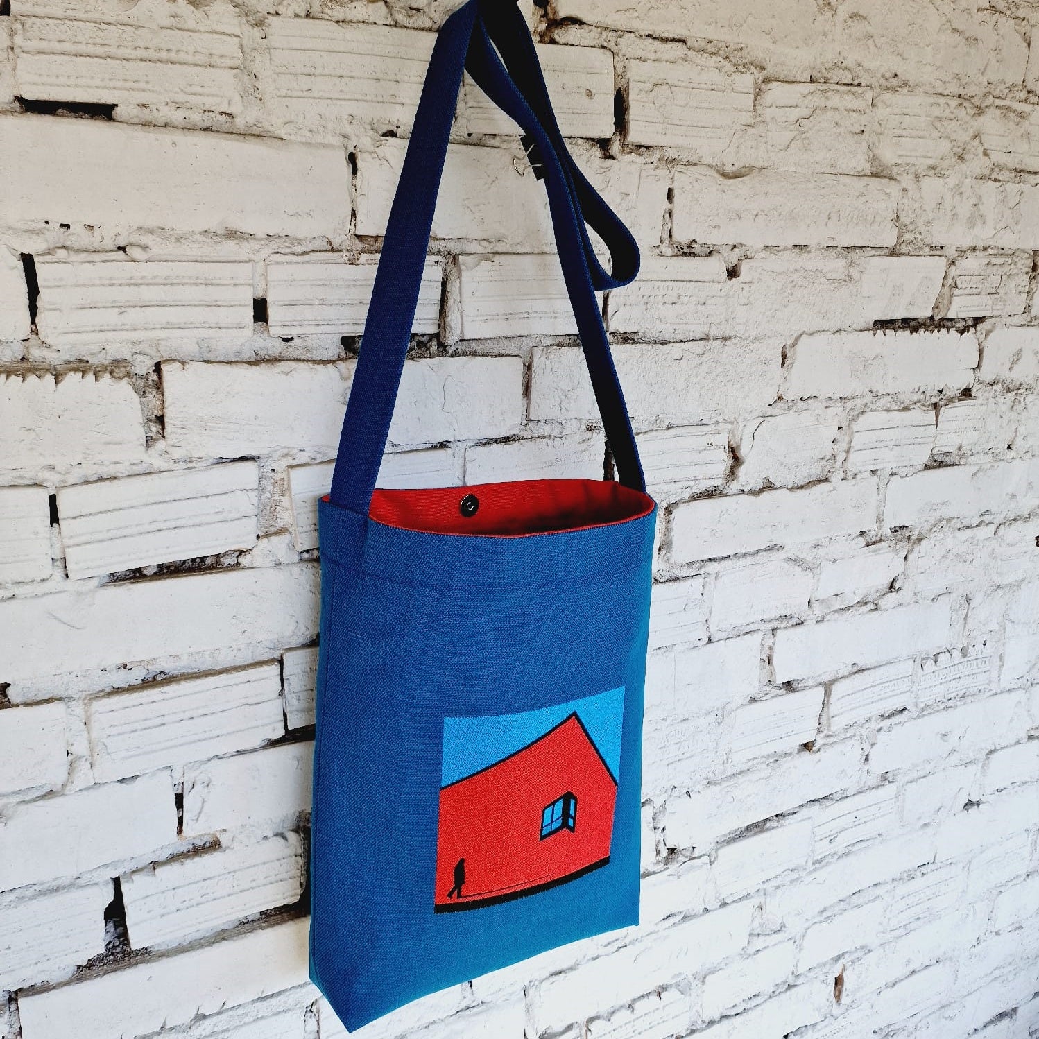 Blue Cotton Canvas Crossbody Bag with 