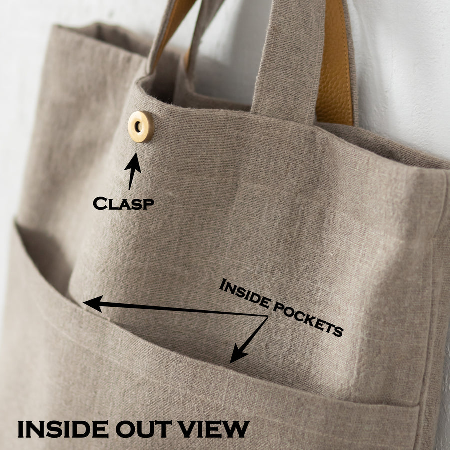 Inside out view of LT Identity Linen Bag from Rimalinum