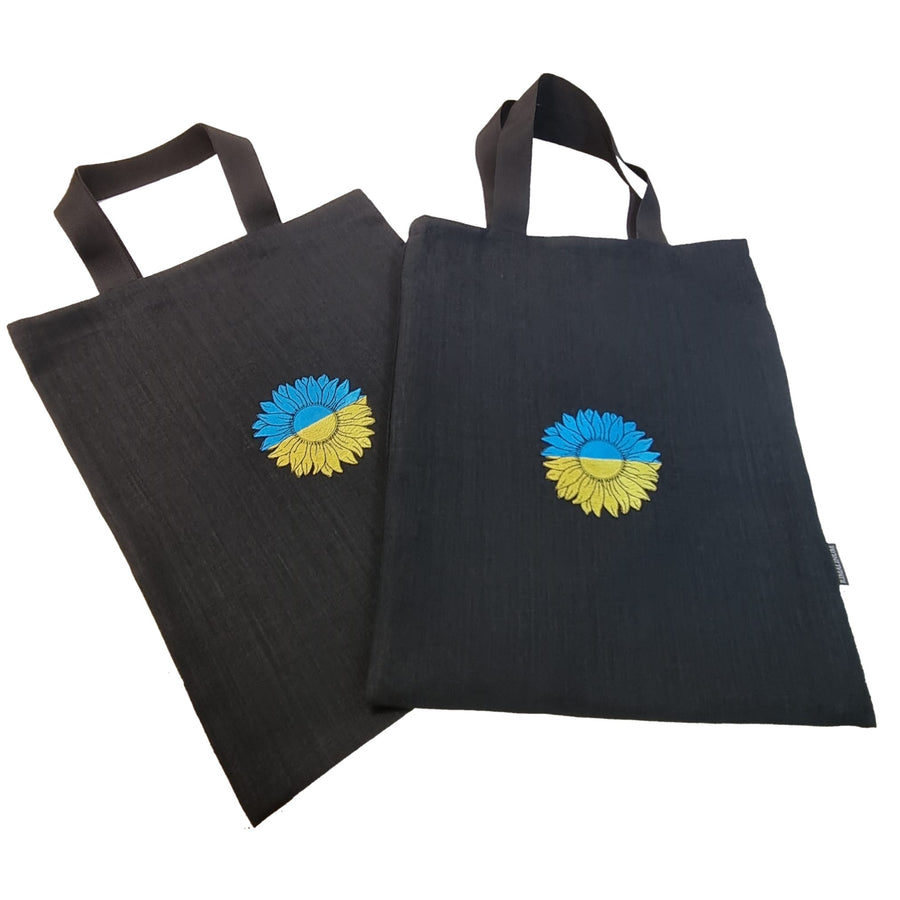 Ukrainian Tote bags with blue yellow sunflower 