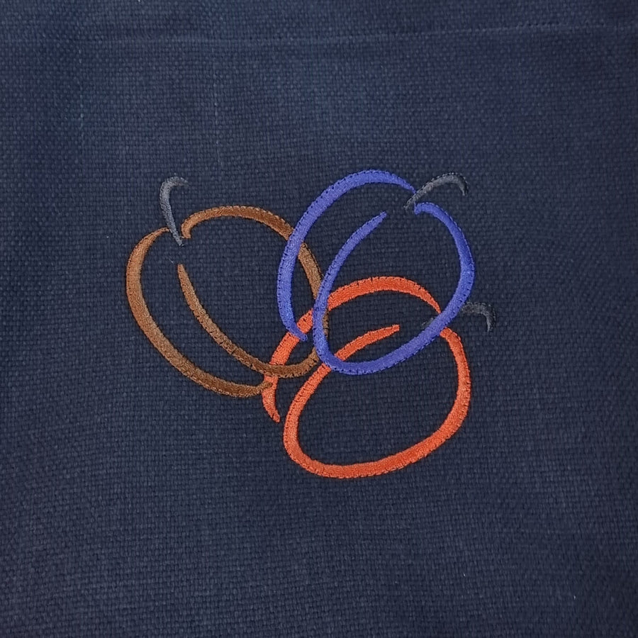 Three plum embroidery on lunch tote bag