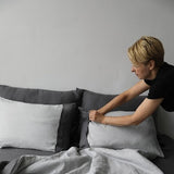 Two-Tone Linen Buttoned-Up Duvet Cover "Donatela" | Multiple EU/UK and USA/CA Sizes | Anti-Bacterial