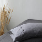 Medium grey Button Closing Linen Pillowcase