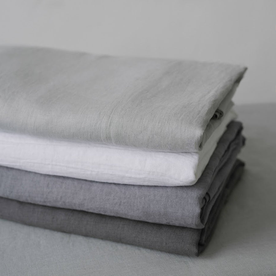White, light grey, medium grey and dark grey linen Flat Sheets