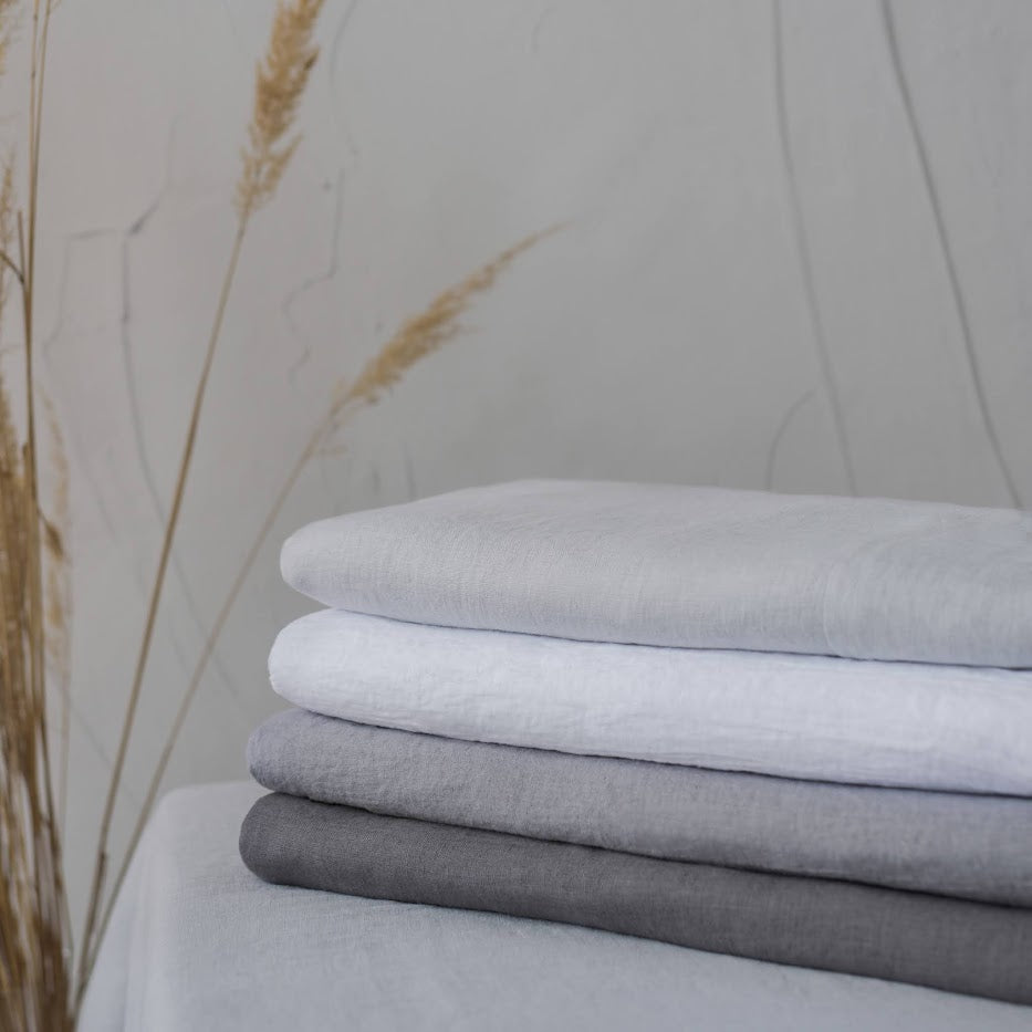 White, light grey, medium grey and dark grey linen Flat Sheets