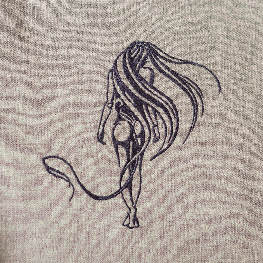 Girl's Figure with long intertwined embroidery 