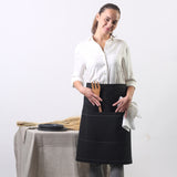 Rimalinum handmade black linen waist apron for profesionals and home use