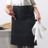 Rimalinum handmade black linen waist apron 64cm long