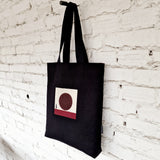 Black Tote Canvas Bag with Burgundy 3D Embroidery 