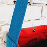 Blue Cross Body Cotton Bag with Cotton Strap