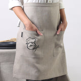 Two large pocket waist apron handmade with natural linen