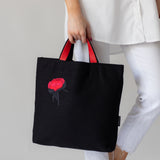 Black Handmade bag with flower embroidery