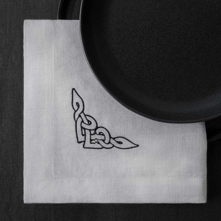 Linen napkins with Celtic Monogram embroidery