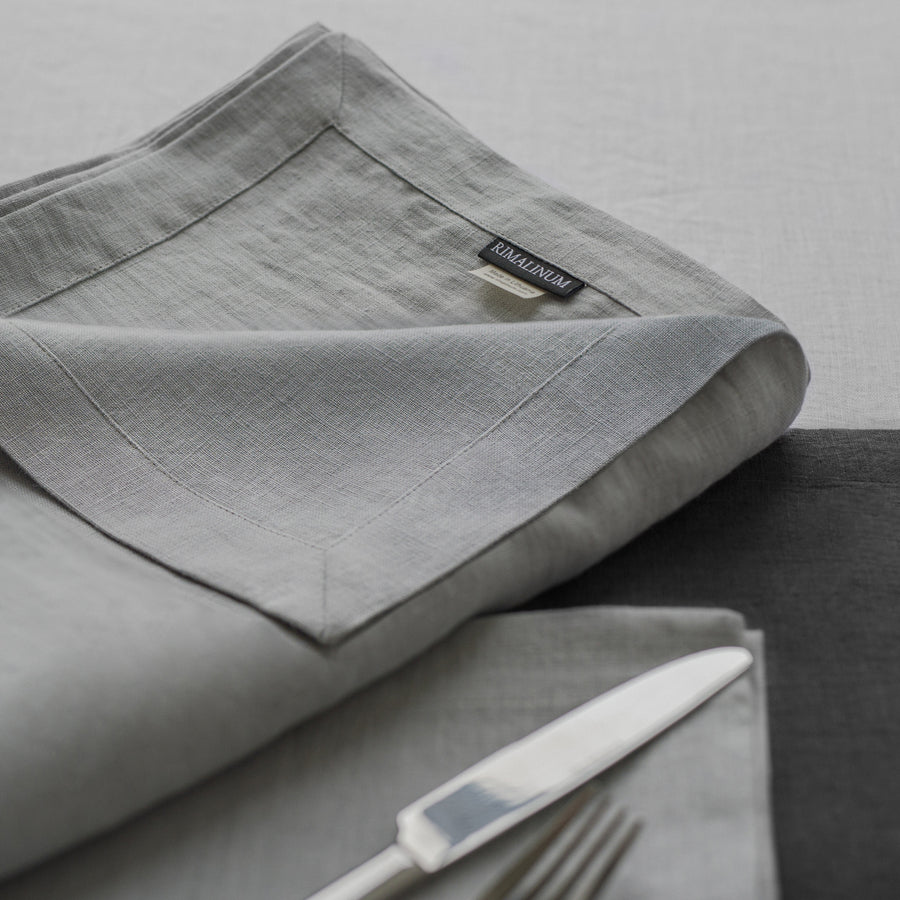 Folded linen tablecloth from Rimalinum