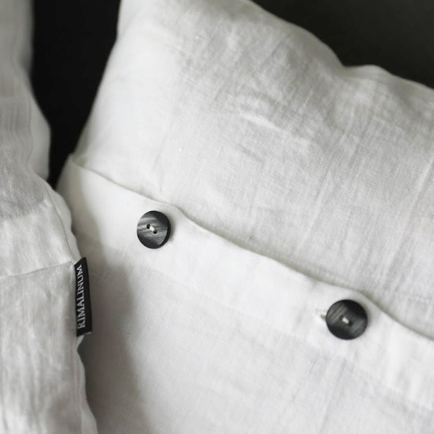 White Linen Button Closing Pillowcase
