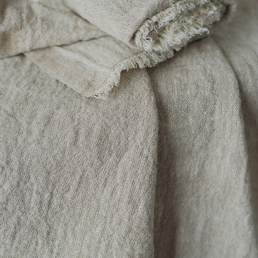 Authentic Lithuanian unbleached linen towel texture