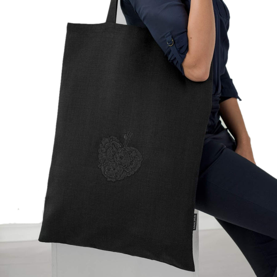 Black Poppy Boouquet Embroidery on extra large  Tote Bag
