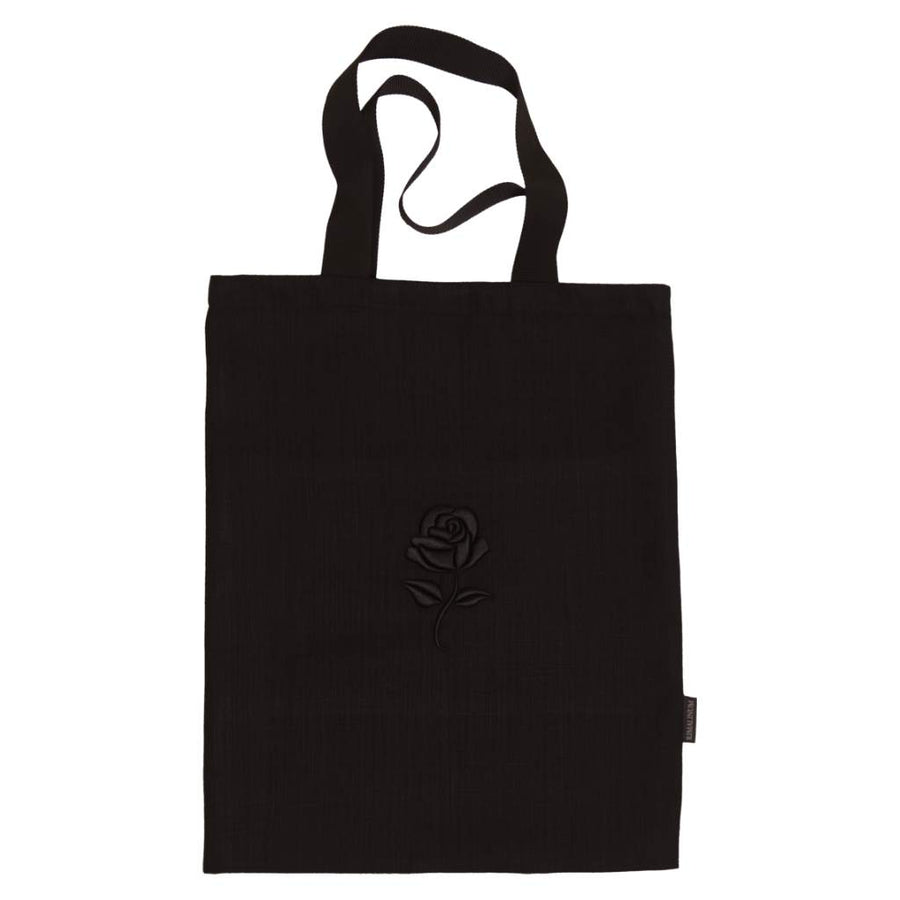 Black Tote Bag with Black Rose embroidered design